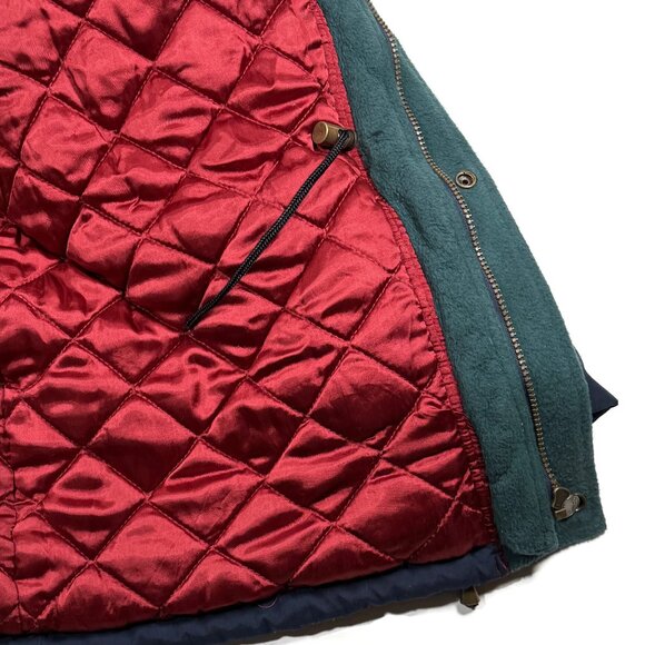 Fred Perry Parka Jacket Blue Mens Large Zip Snap Winter Quilted Interior Coat - Picture 14 of 14